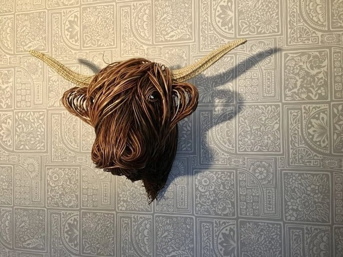 Escultura de Vaca Montada en la Pared