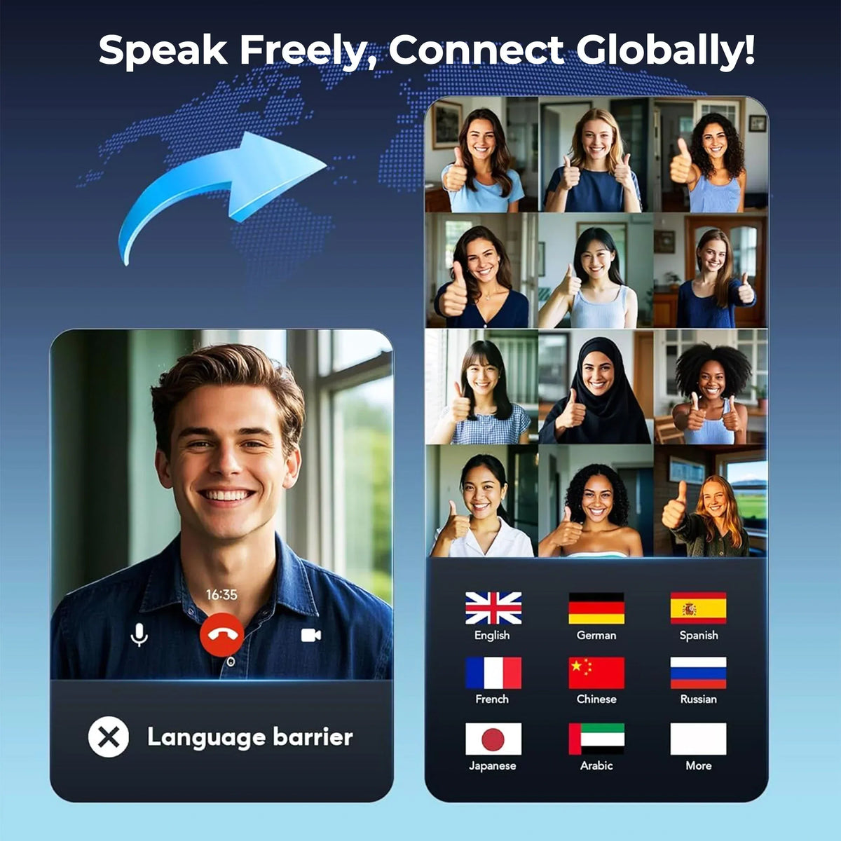 Skanto | Auriculares traductores inteligentes con IA – Traductor de 144 idiomas