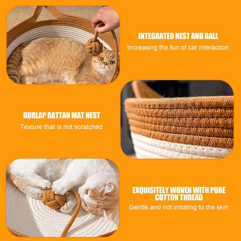 Cama para Gatos de Cuerda de Algodón Tejida a Mano