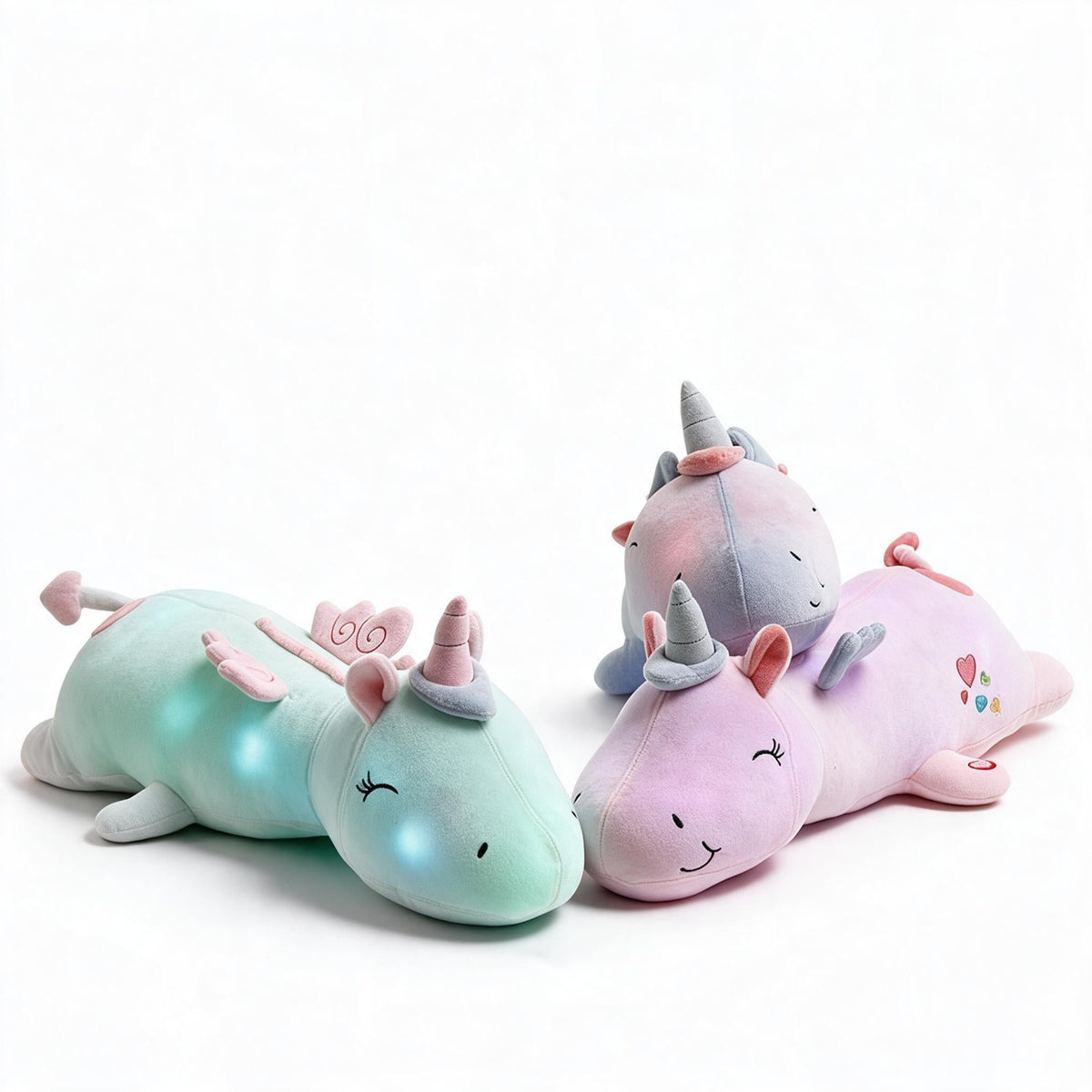 Peluche Unicornio Brillante con LED de Cambio de Color, 60 cm