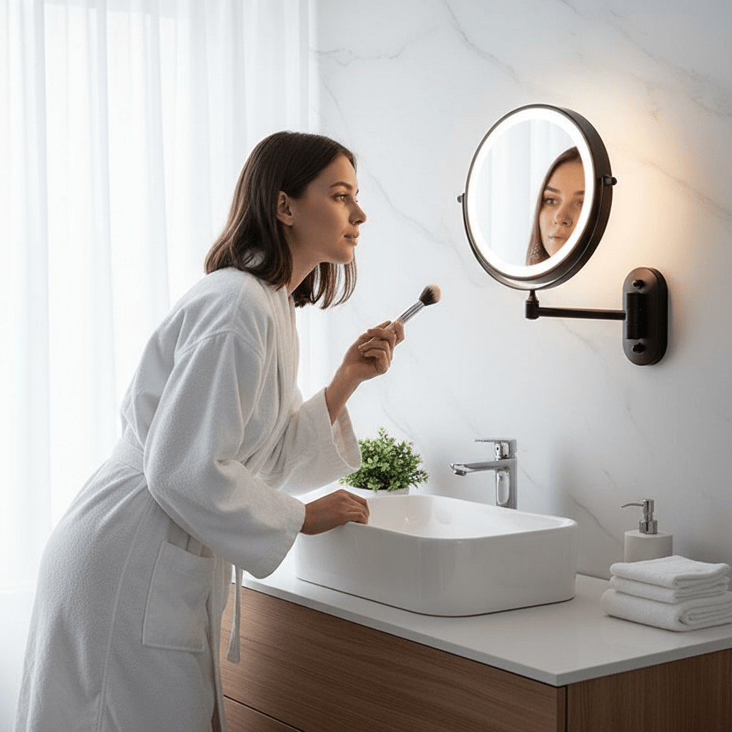 Lisslune | LUMIVIEW – Espejo de Aumento LED Recargable con Control Táctil