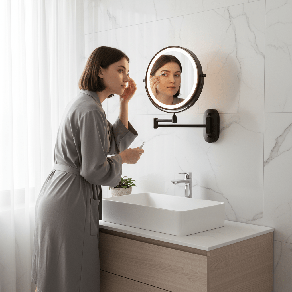 Lisslune | LUMIVIEW – Espejo de Aumento LED Recargable con Control Táctil