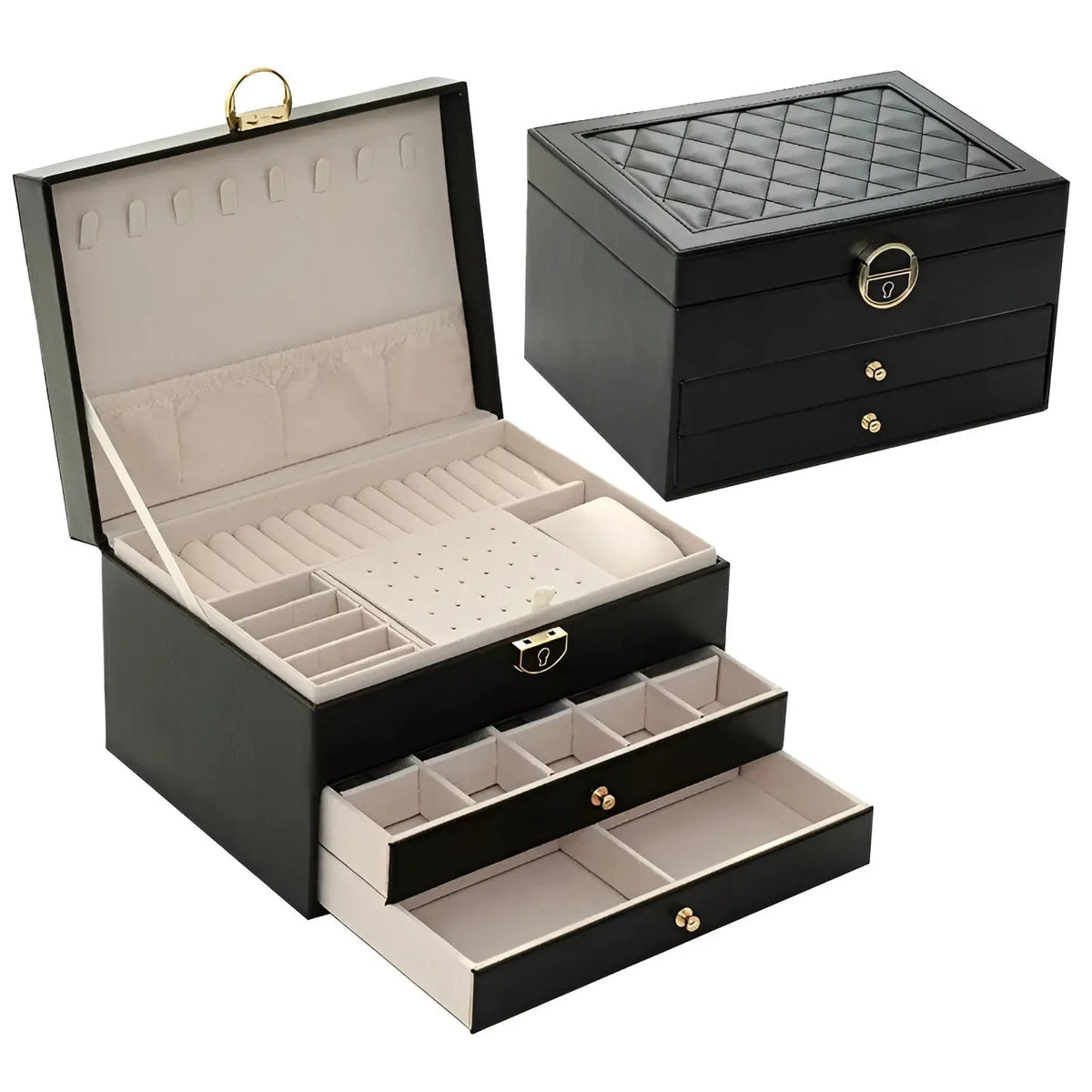 Caja de Joyería de Lujo Multicapa - EleganceBox