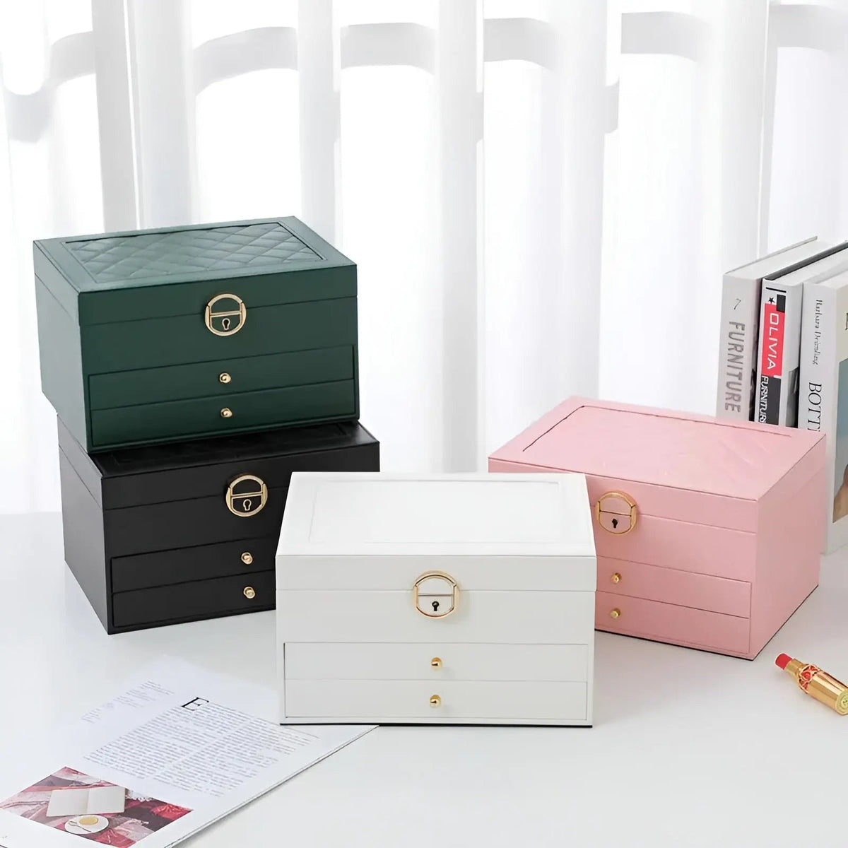 Caja de Joyería de Lujo Multicapa - EleganceBox