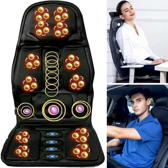 Cojín de Masaje con 8 Modos y Almohada Calentada para Cuello y Espalda para Coche y Hogar