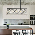 Lámpara de Araña Lineal Rectangular de 5 Luces para Isla de Cocina