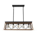 Lámpara de Araña Lineal Rectangular de 5 Luces para Isla de Cocina