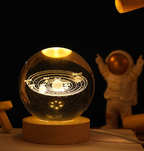 GalaxyGlow - Esfera de Cristal Iluminada con Exhibición de Planetas 3D