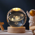 GalaxyGlow - Esfera de Cristal Iluminada con Exhibición de Planetas 3D