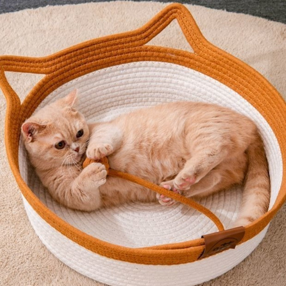 Cama para Gatos de Cuerda de Algodón Tejida a Mano