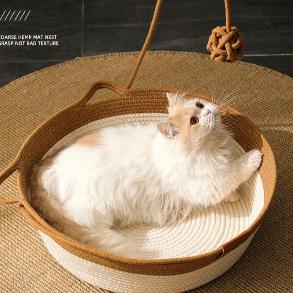 Cama para Gatos de Cuerda de Algodón Tejida a Mano