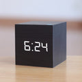Reloj despertador LED de madera | Reloj digital cúbico con control por voz