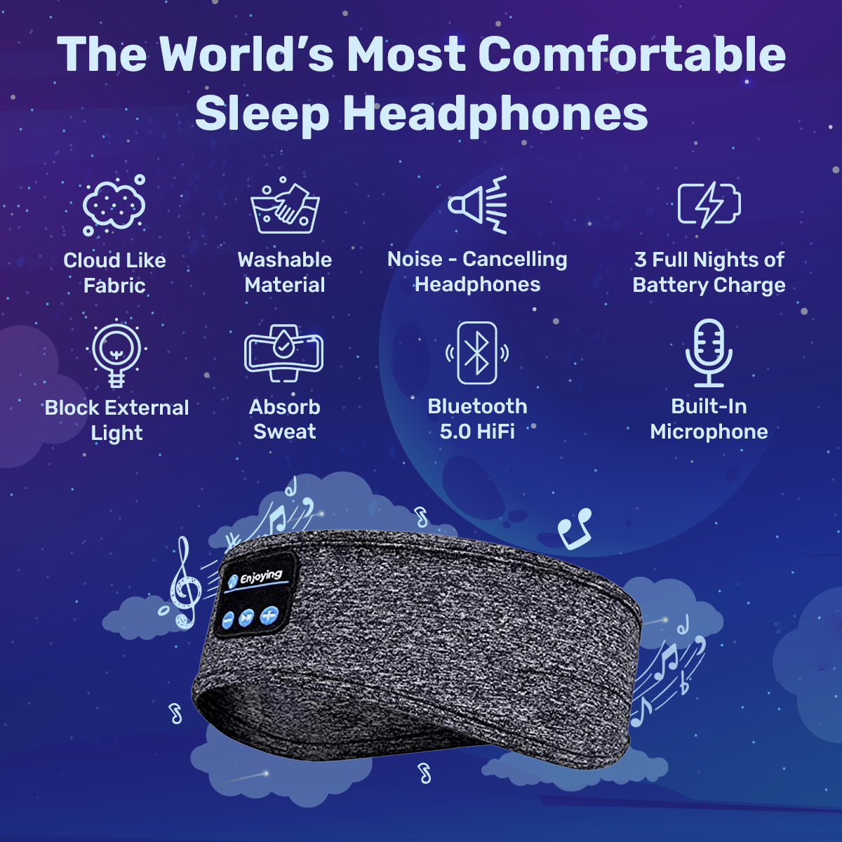 Auriculares para Dormir – Diadema Bluetooth con Altavoces Planos