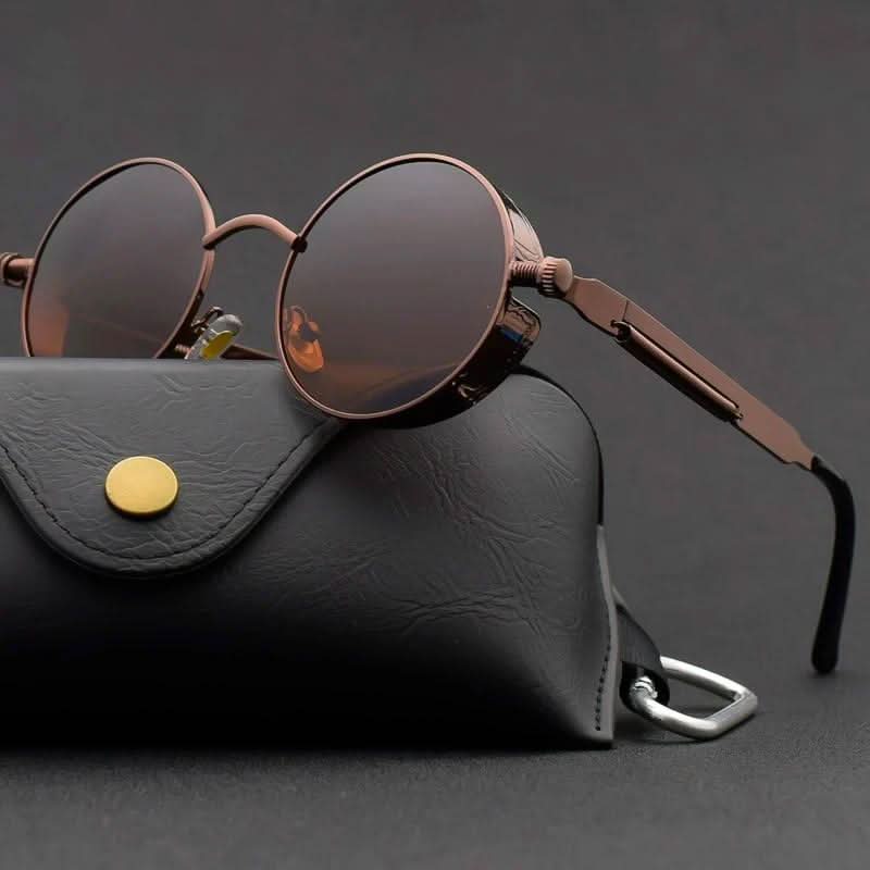 Gafas de sol redondas vintage steampunk polarizadas UV400