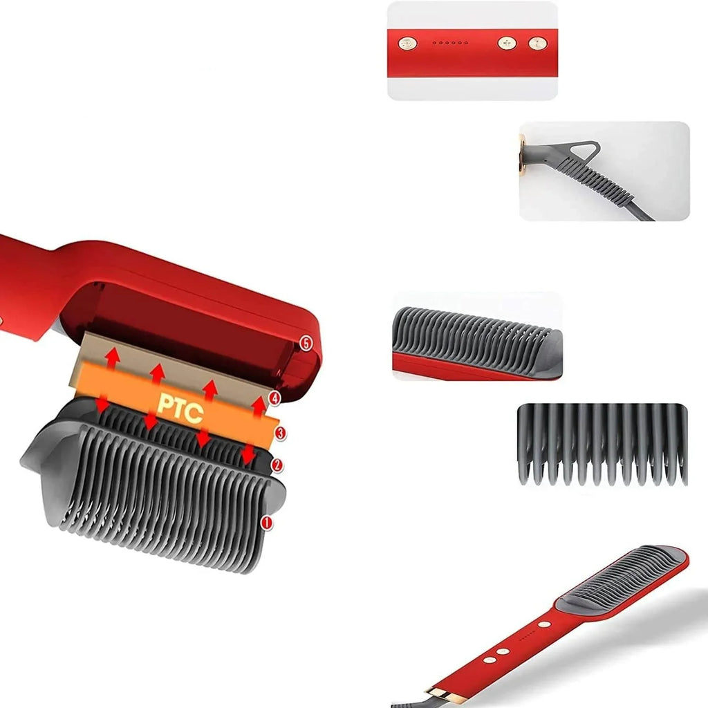 Plancha de Pelo Cepillo Peina Calentada