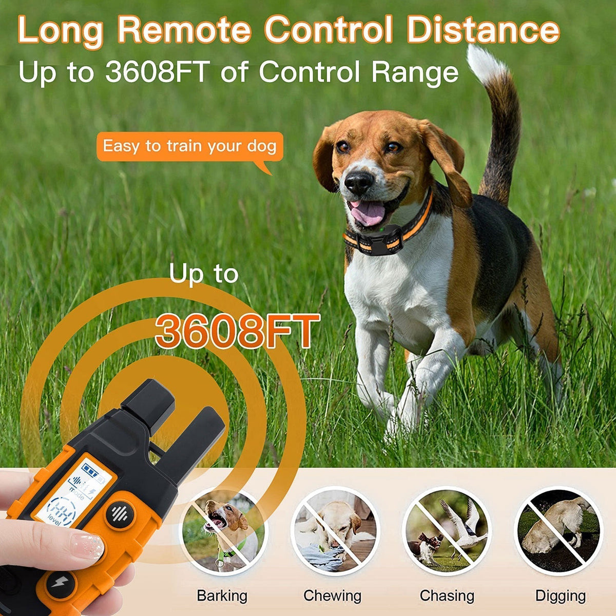 Collar Electrónico de Entrenamiento para Perros Impermeable 3300Ft con Control Remoto